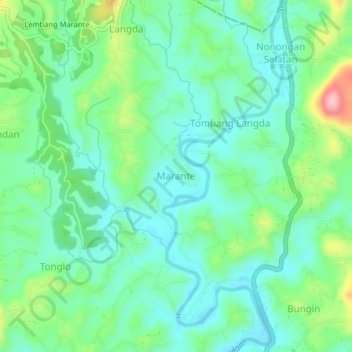 Mapa topográfico Marante, altitud, relieve