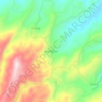 Mapa topográfico Alambijud, altitud, relieve