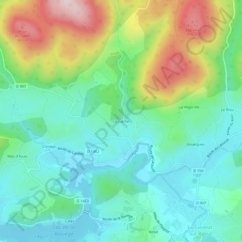 Mapa topográfico La Gâche, altitud, relieve