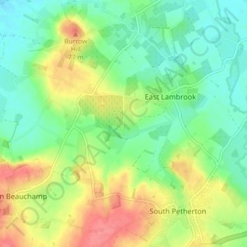 Mapa topográfico Mid Lambrook, altitud, relieve