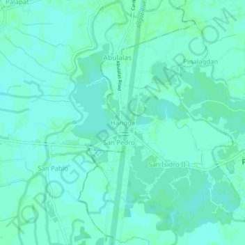 Mapa topográfico Hangga, altitud, relieve