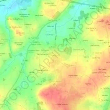 Mapa topográfico Maroué, altitud, relieve