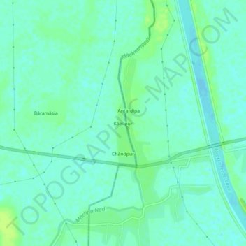 Mapa topográfico Kabilpur, altitud, relieve