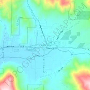 Mapa topográfico Pala, altitud, relieve
