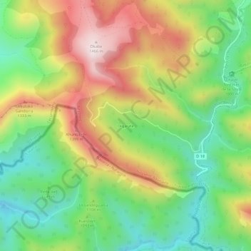 Mapa topográfico Orgarate, altitud, relieve