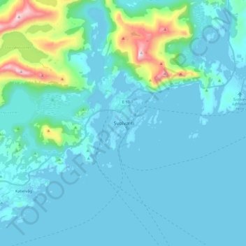 Mapa topográfico Svolvær, altitud, relieve