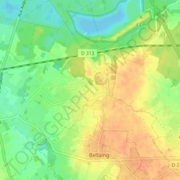 Mapa topográfico Arenberg, altitud, relieve