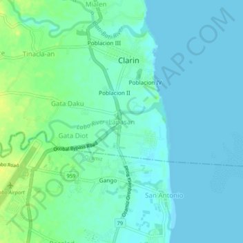 Mapa topográfico Lapasan, altitud, relieve