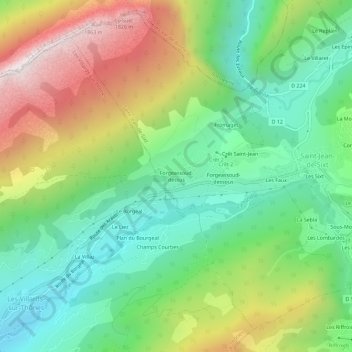 Mapa topográfico Forgeassoud-dessus, altitud, relieve