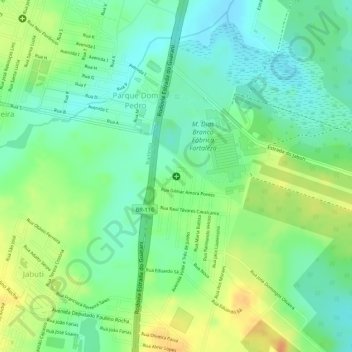 Mapa topográfico Posto de Saúde Jabuti, altitud, relieve