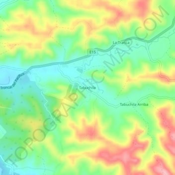 Mapa topográfico Tabuchila, altitud, relieve