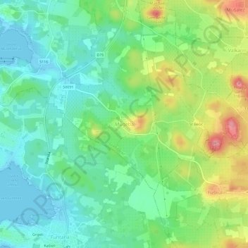 Mapa topográfico Mugeba, altitud, relieve