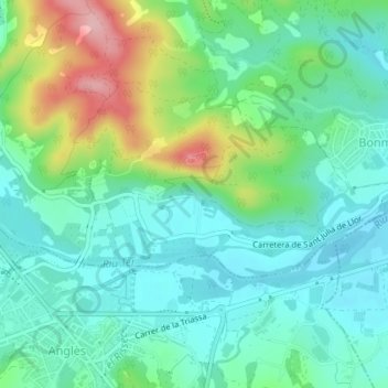 Mapa topográfico Sant Julià, altitud, relieve