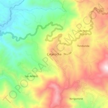 Mapa topográfico Catacocha, altitud, relieve