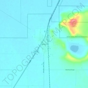 Mapa topográfico Macdoel, altitud, relieve