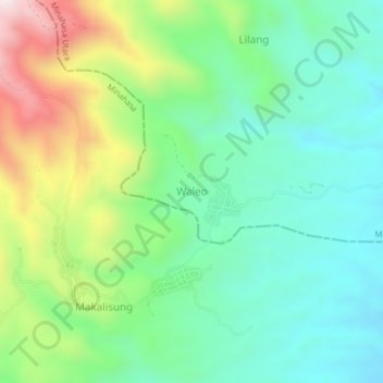 Mapa topográfico Waleo, altitud, relieve
