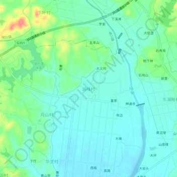Mapa topográfico 涧峰村, altitud, relieve