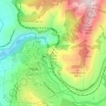 Mapa topográfico Monte Catillo, altitud, relieve