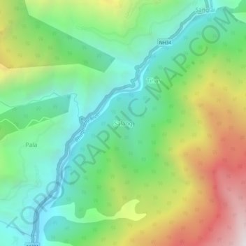 Mapa topográfico Salang, altitud, relieve