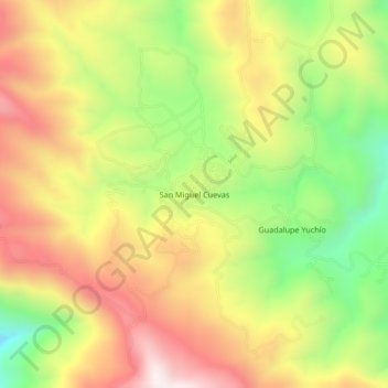 Mapa topográfico San Miguel Cuevas, altitud, relieve