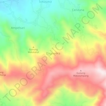 Mapa topográfico Tlagawera, altitud, relieve
