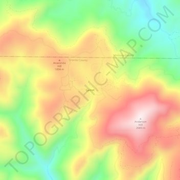 Mapa topográfico Garnet, altitud, relieve