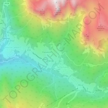Mapa topográfico L'Andria, altitud, relieve