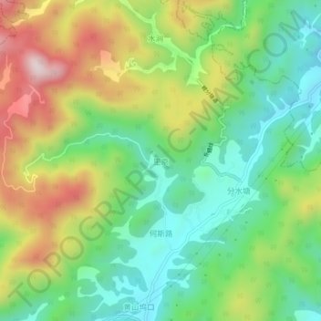Mapa topográfico Lijing, altitud, relieve
