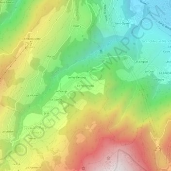 Mapa topográfico Le Fey Dessus, altitud, relieve