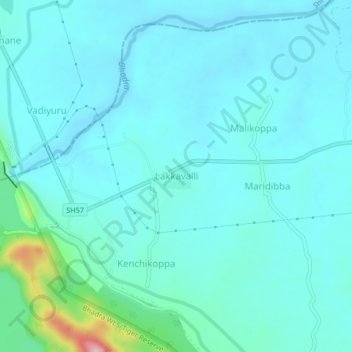 Mapa topográfico Lakkavalli, altitud, relieve