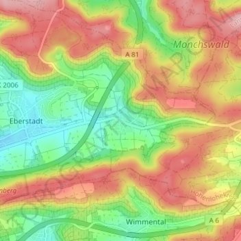 Mapa topográfico Hölzern, altitud, relieve