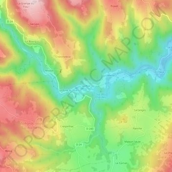 Mapa topográfico Le Plot, altitud, relieve