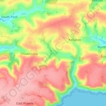 Mapa topográfico South Allington, altitud, relieve