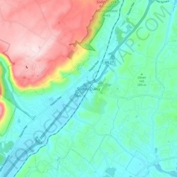 Mapa topográfico Soddy-Daisy, altitud, relieve