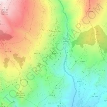 Mapa topográfico Alcútar, altitud, relieve
