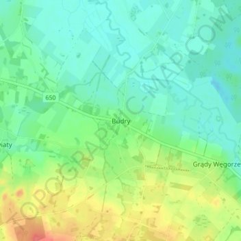 Mapa topográfico Budry, altitud, relieve