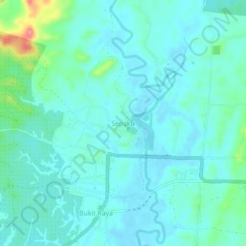 Mapa topográfico Sepaku, altitud, relieve