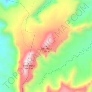 Mapa topográfico East Mesa, altitud, relieve