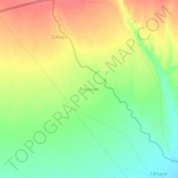 Mapa topográfico Rosasani, altitud, relieve