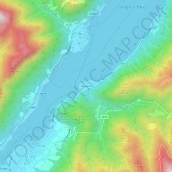 Mapa topográfico Vantone, altitud, relieve