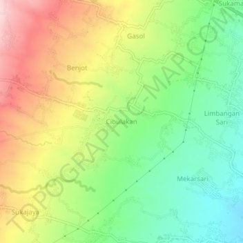 Mapa topográfico Cibulakan, altitud, relieve