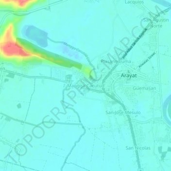 Mapa topográfico Mangga-Cacutud, altitud, relieve