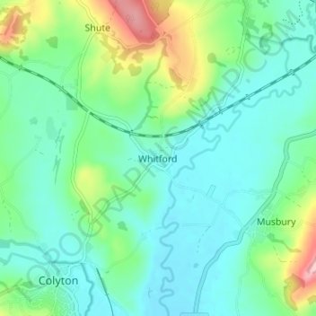 Mapa topográfico Whitford, altitud, relieve