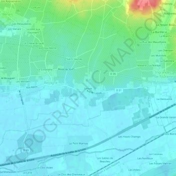 Mapa topográfico Lossay, altitud, relieve
