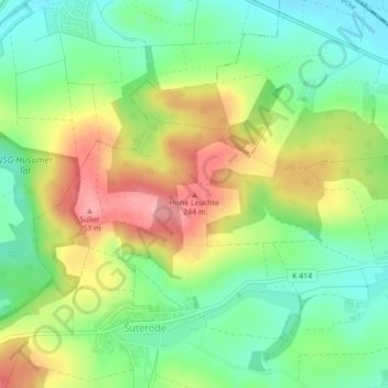 Mapa topográfico Hohe Leuchte, altitud, relieve