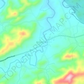 Mapa topográfico Kottathara, altitud, relieve