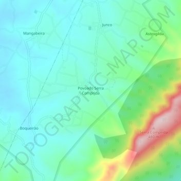 Mapa topográfico Povoado Serra Comprida, altitud, relieve