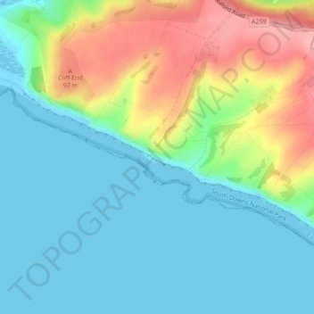 Mapa topográfico Seven Sisters, altitud, relieve
