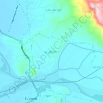 Mapa topográfico Ag-aguman, altitud, relieve