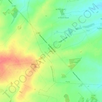 Mapa topográfico Vœu, altitud, relieve